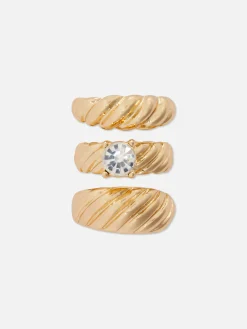 3-Pack Rita Ora Ridged Stacking Rings|Primark Outlet