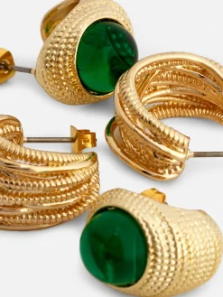 2-Pack Rita Ora Textured Hoop Earrings Set|Primark Outlet