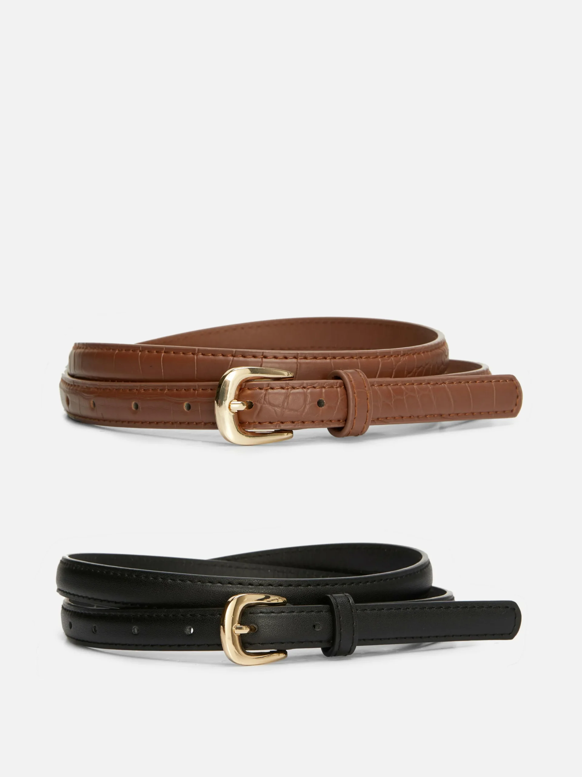 2-Pack Skinny Faux Leather Belts|Primark Clearance