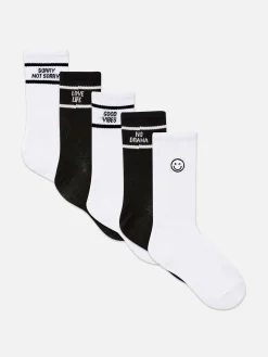 5-Pack Slogan Crew Socks|Primark Discount