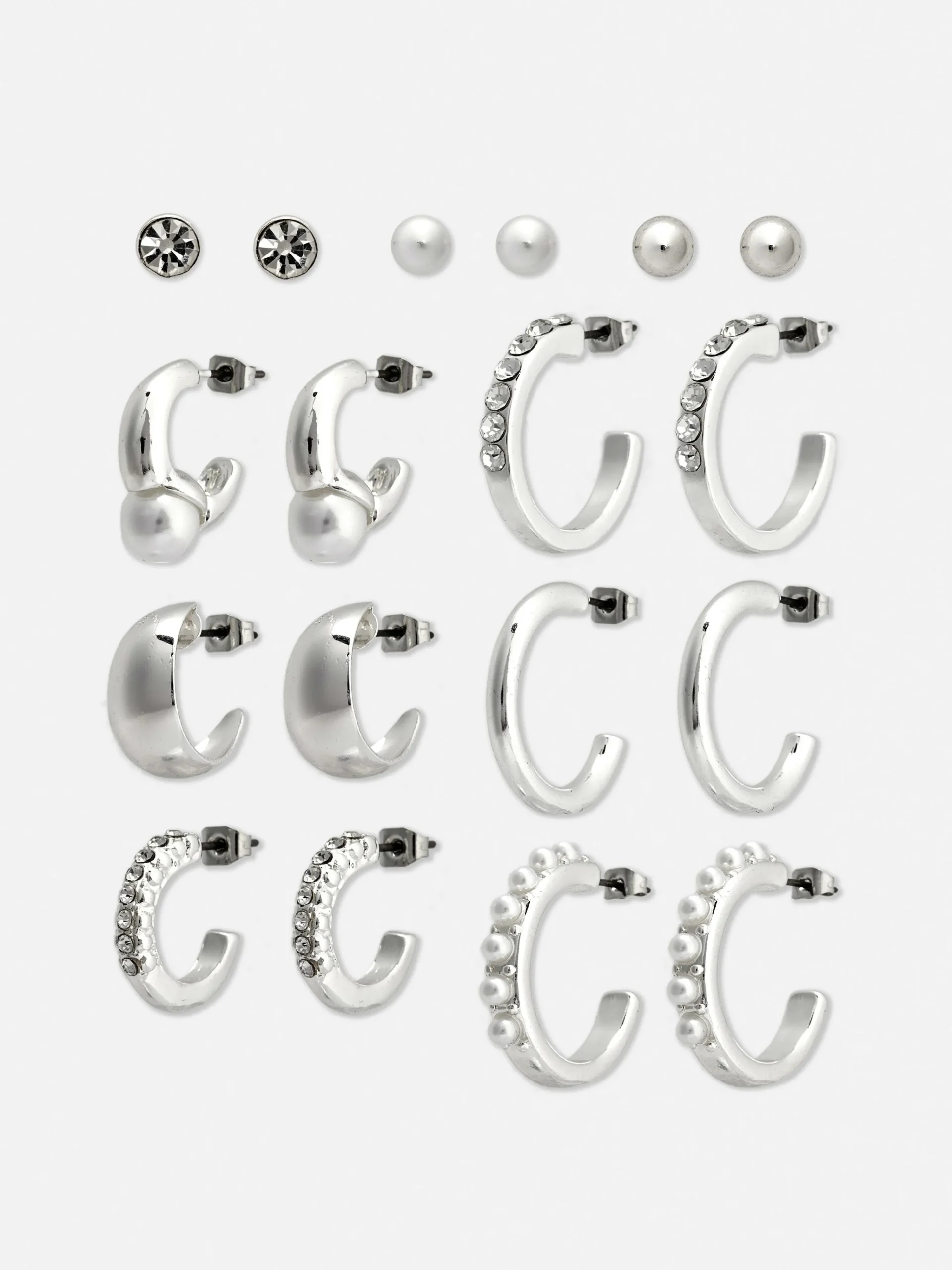 9-Pack Stud And Hoop Earrings|Primark Outlet