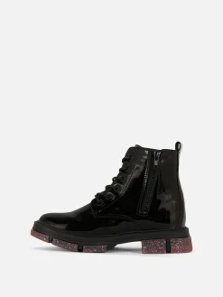 Patent Faux Leather Sparkle Sole Boots|Primark Best