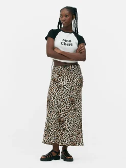 Picot Waistband Leopard Print Midi Skirt|Primark Hot