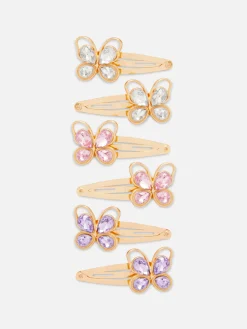 6pk Butterfly Gem Snap Hair Clips|Primark Outlet