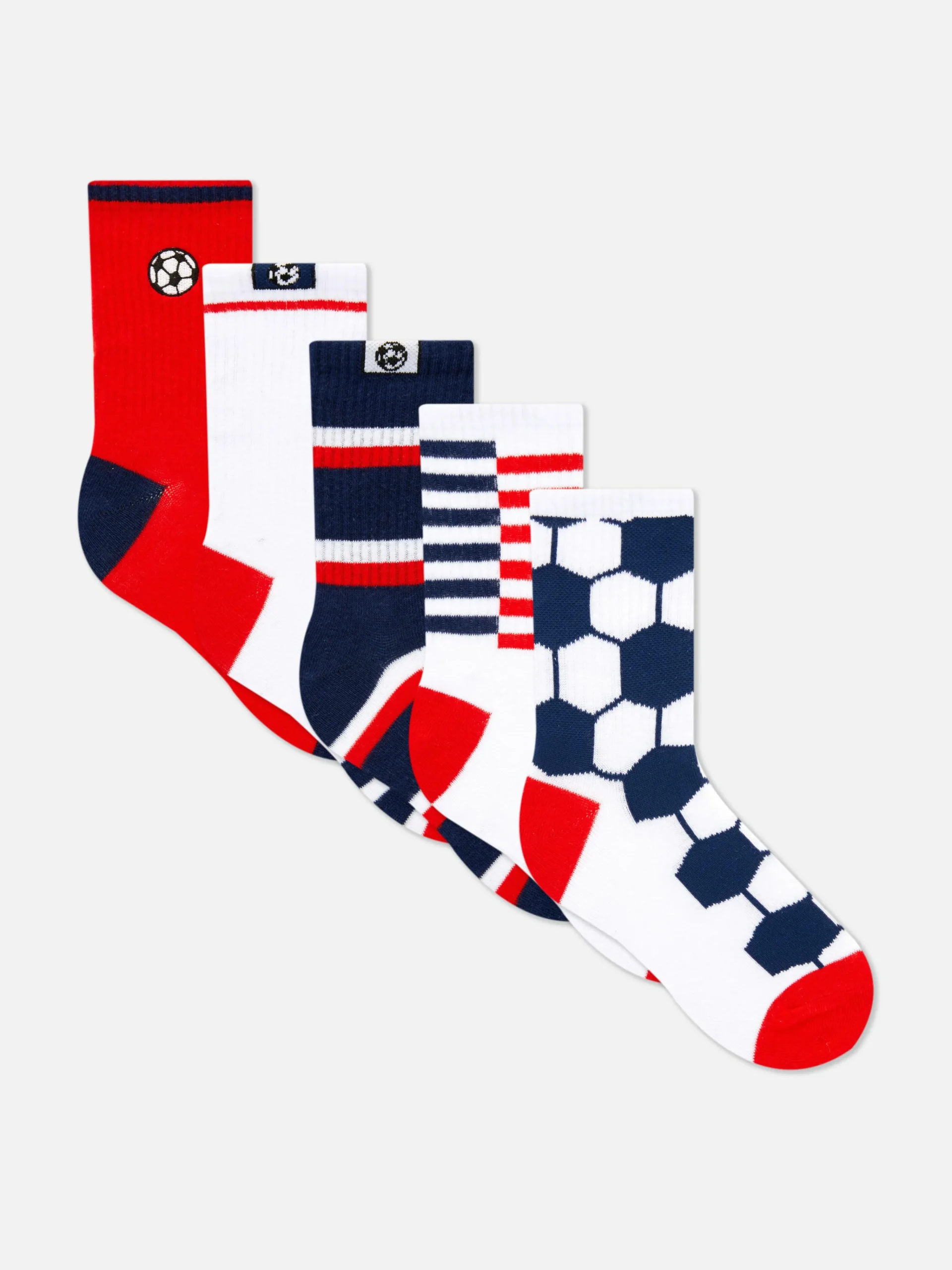 5pk Football Crew Socks|Primark Discount