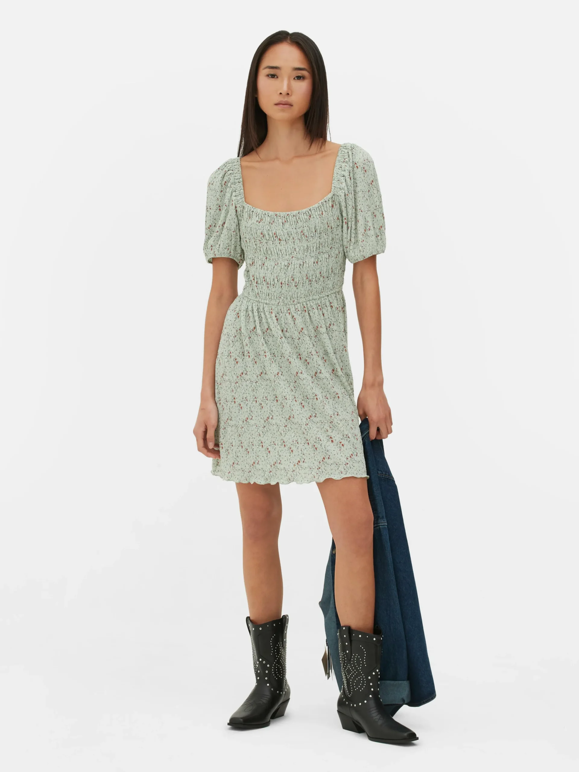 Plissé Shirred Mini Dress|Primark Outlet