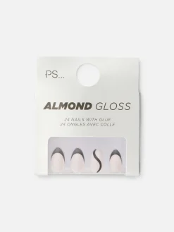 PS Almond Gloss Contrast Tip Faux Nails|Primark Hot