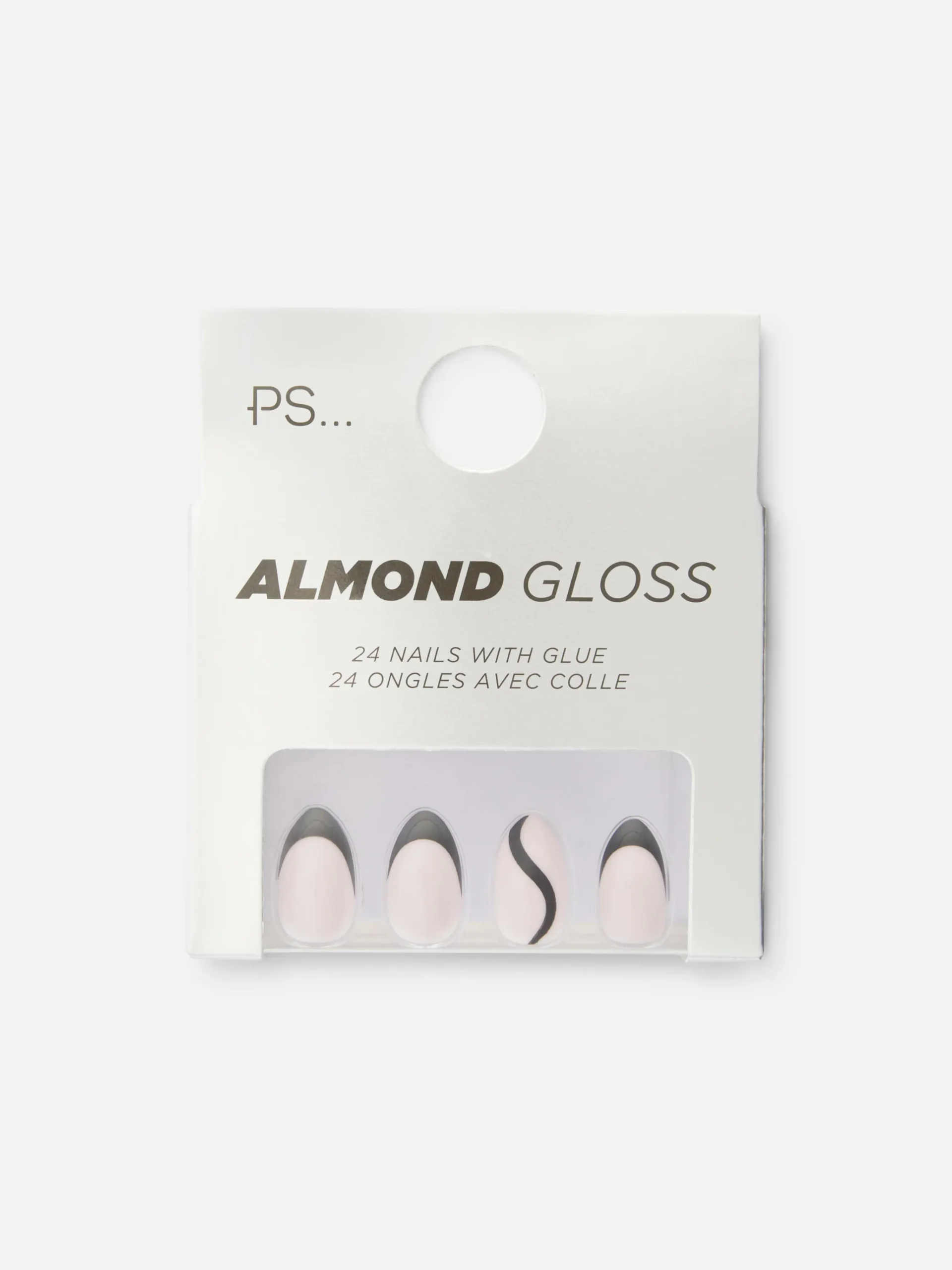 PS Almond Gloss Contrast Tip Faux Nails|Primark Hot
