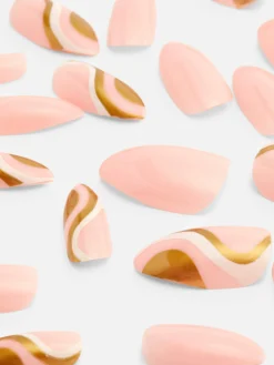 PS Pointed Gloss Swirl Faux Nails|Primark New