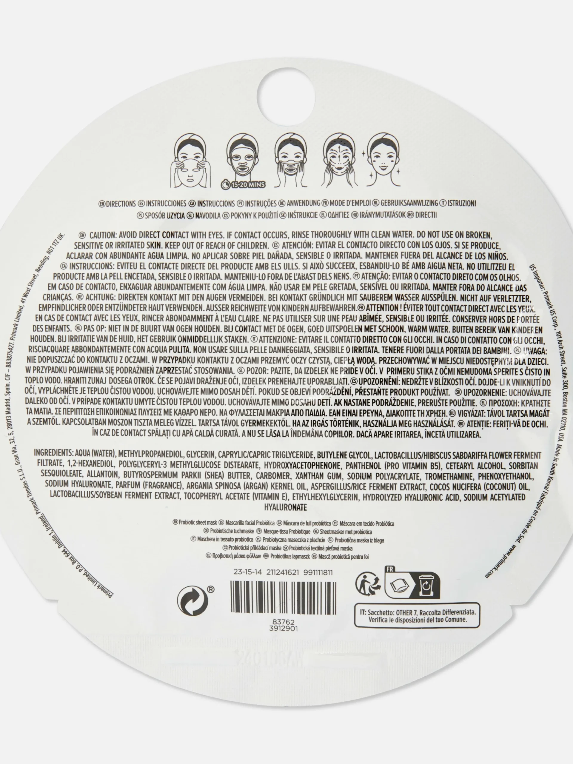 PS Probiotic And Shea Butter Sheet Mask|Primark