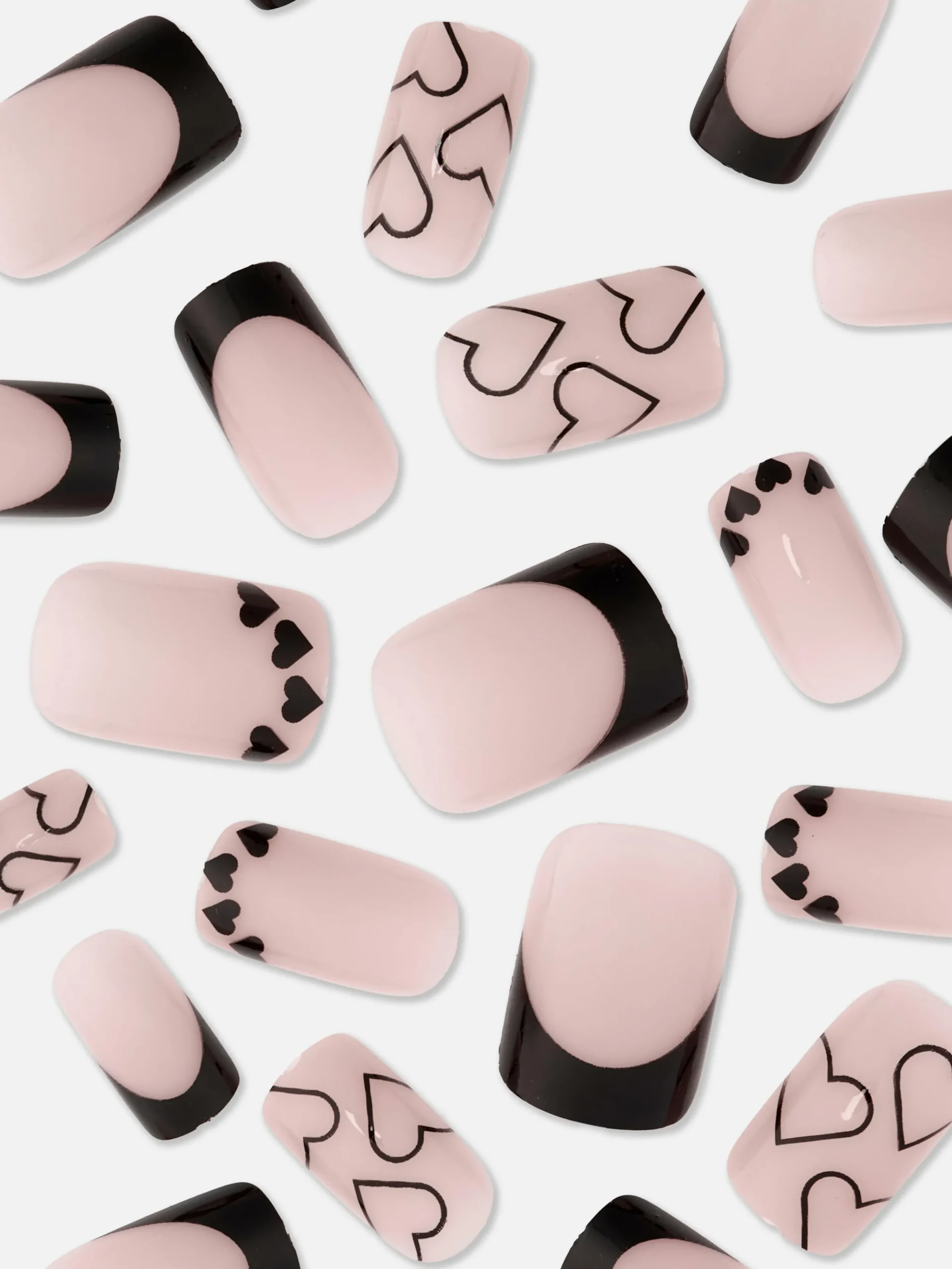 PS Square Gloss Heart Faux Nails|Primark Hot