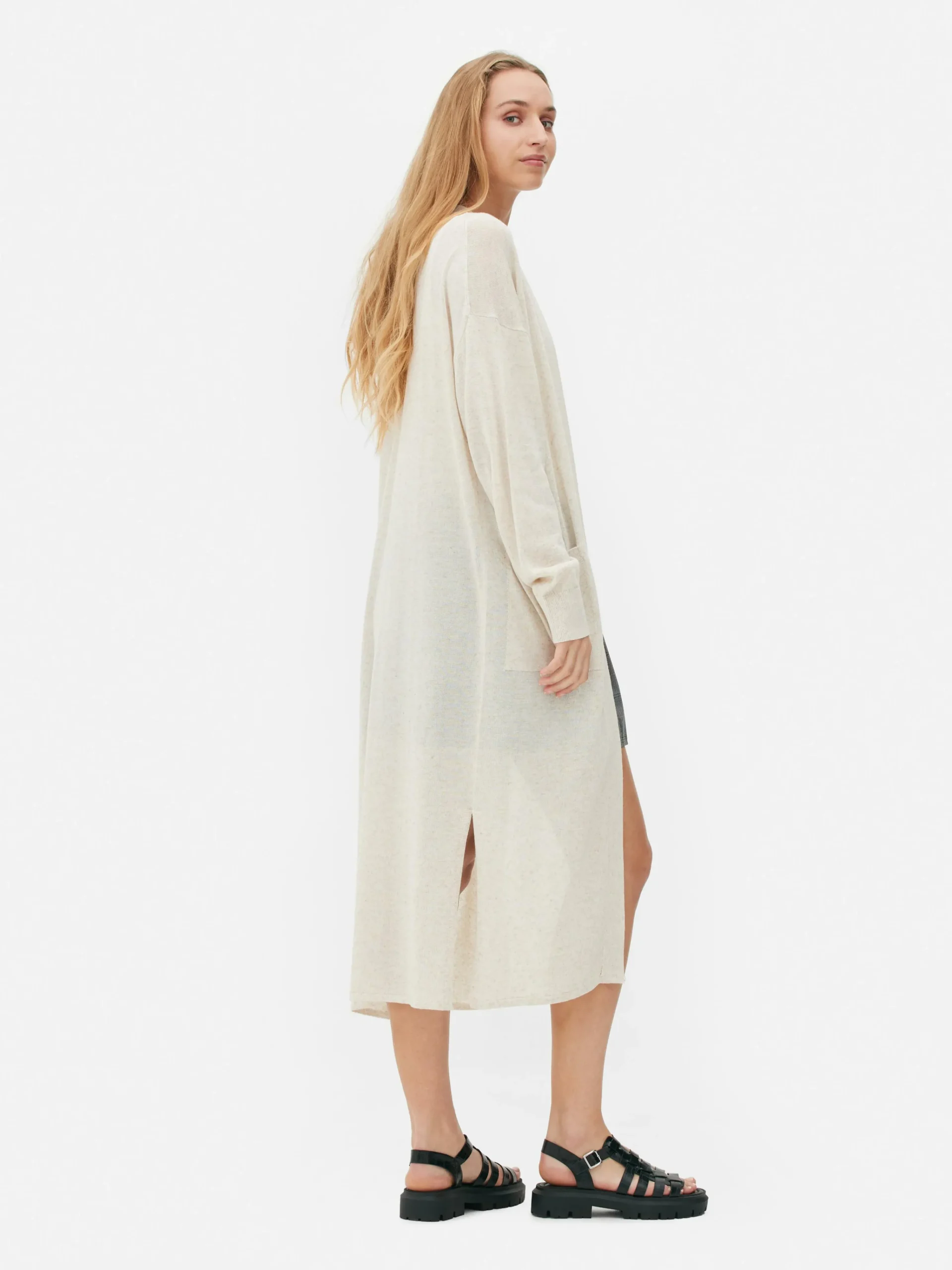 Relaxed Edge-to-Edge Maxi Cardigan|Primark Outlet