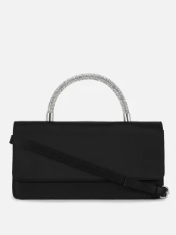 Rhinestone Handle Satin Crossbody Bag|Primark New