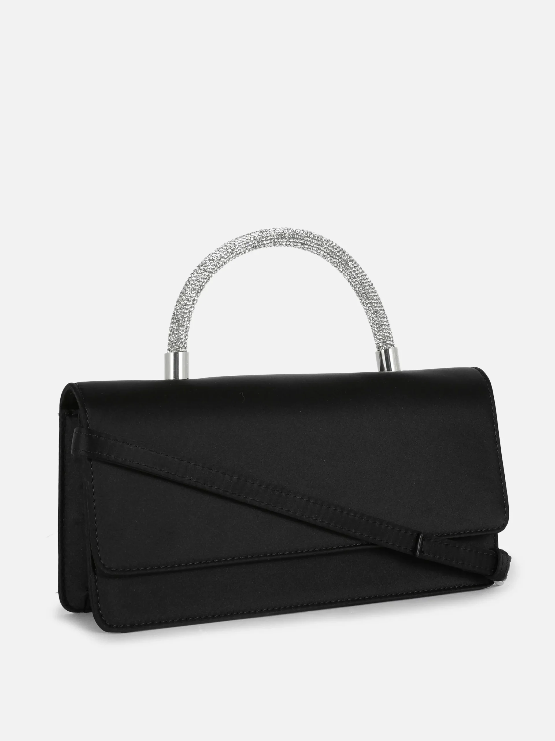 Rhinestone Handle Satin Crossbody Bag|Primark New