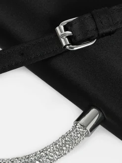 Rhinestone Handle Satin Crossbody Bag|Primark New