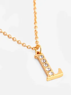 Rhinestone Initial Pendant Necklace|Primark Discount