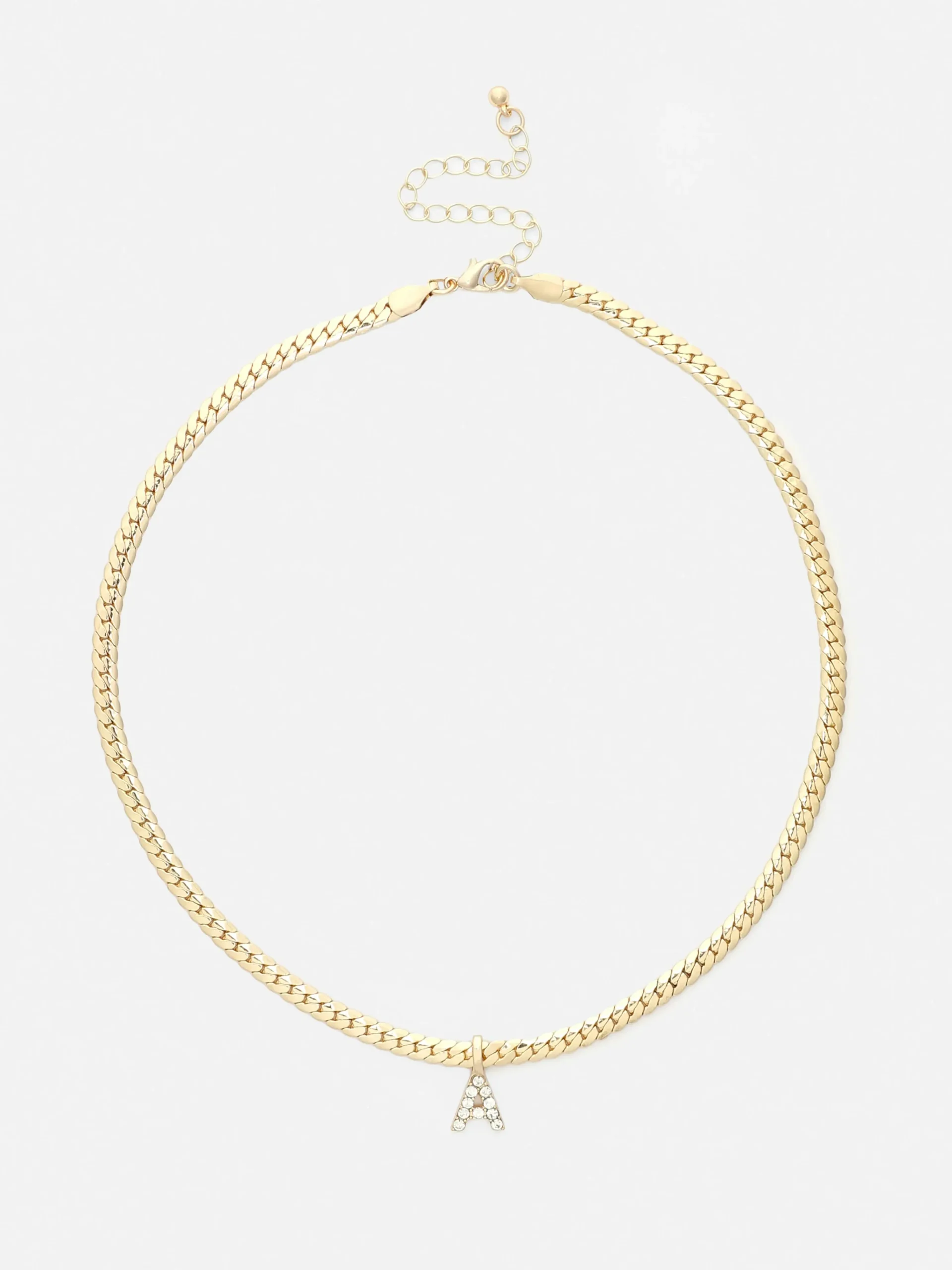 Rhinestone Initial Snake Chain Necklace|Primark Clearance