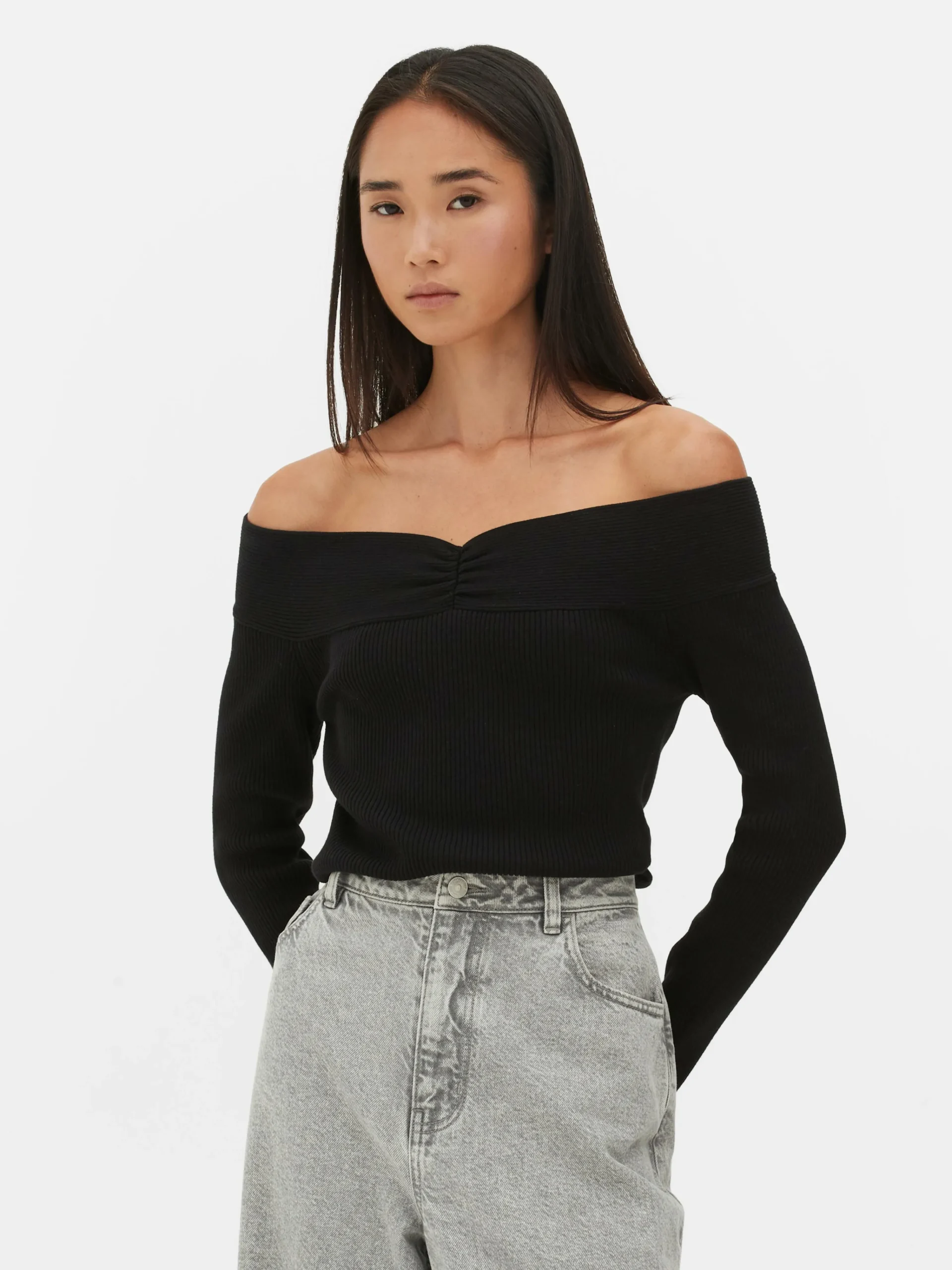 Ribbed Bardot Sweater|Primark Outlet