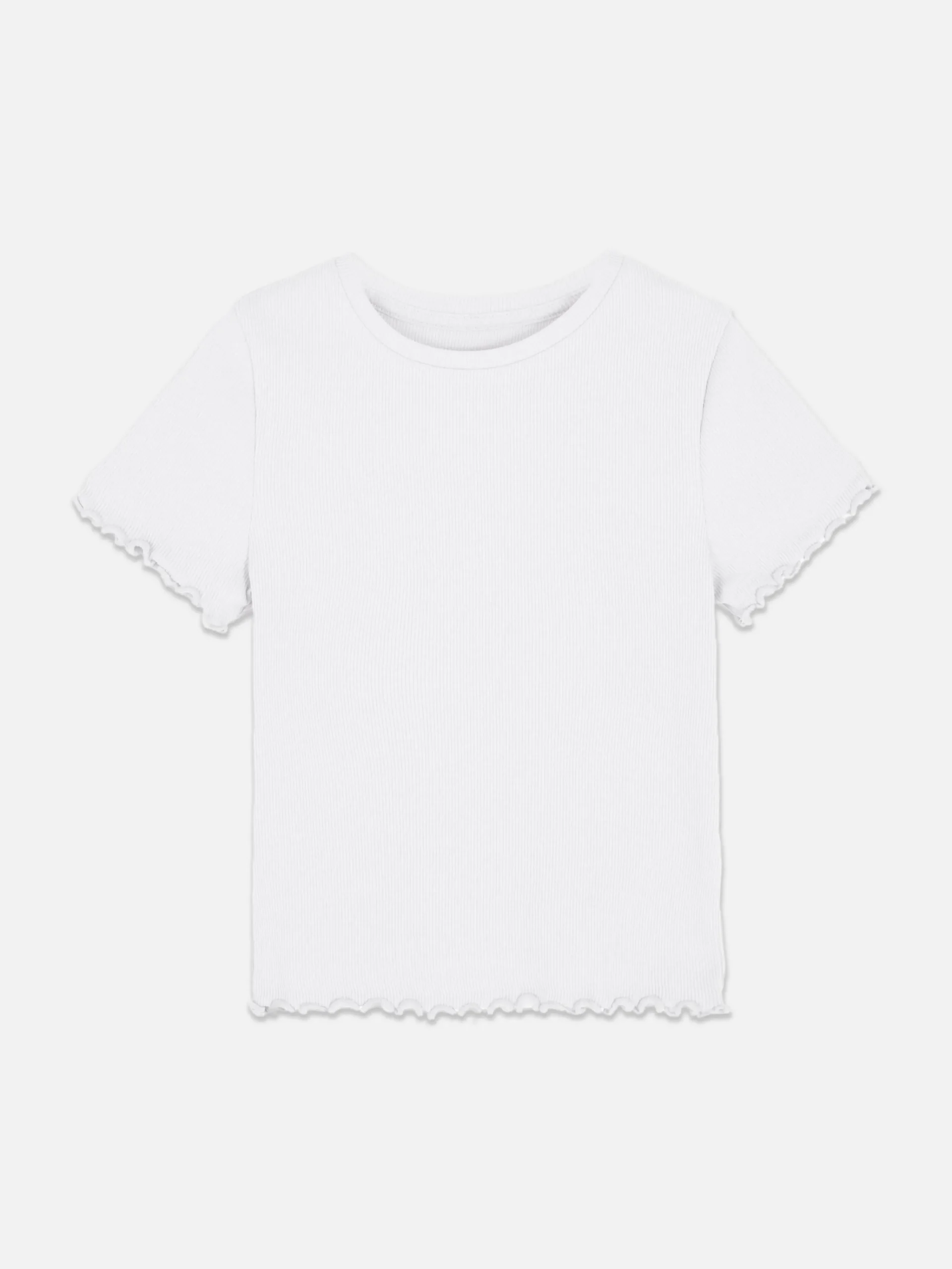 Ribbed Lettuce Trim T-Shirt|Primark