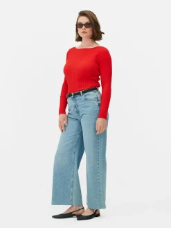 Ribbed Slash Neck Top|Primark Outlet