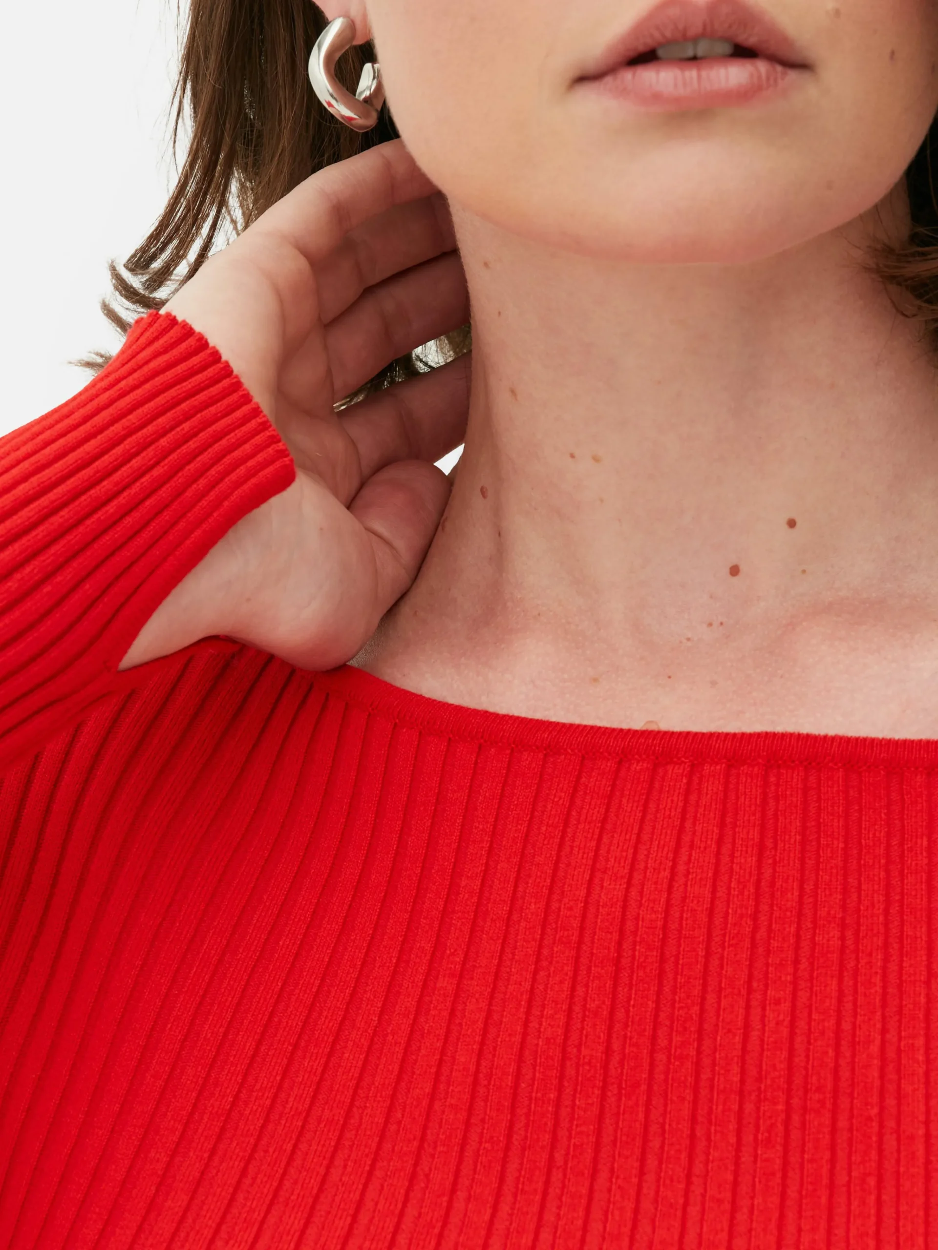 Ribbed Slash Neck Top|Primark Outlet