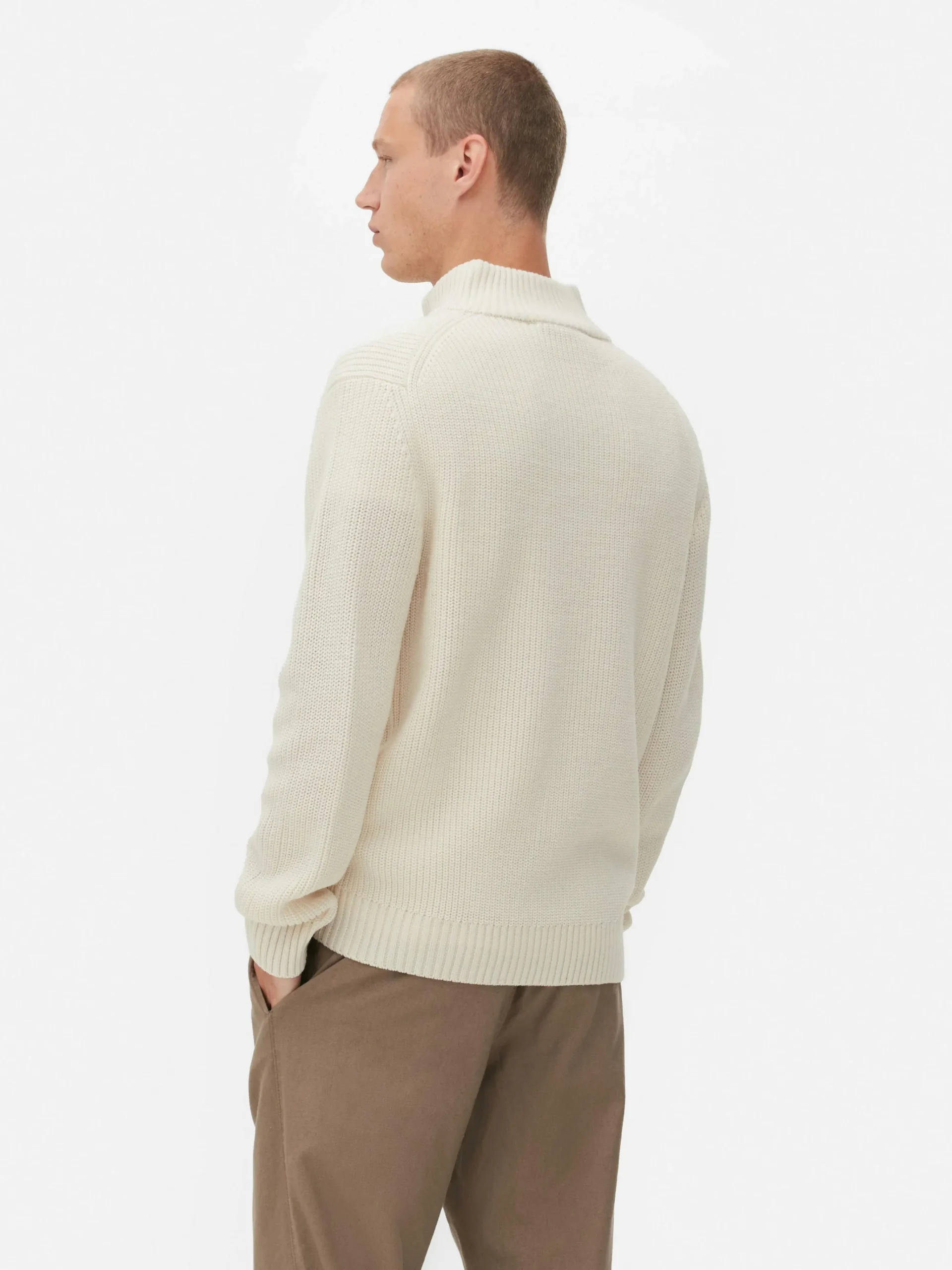 Rib-Knit Half-Zip Sweater|Primark Clearance