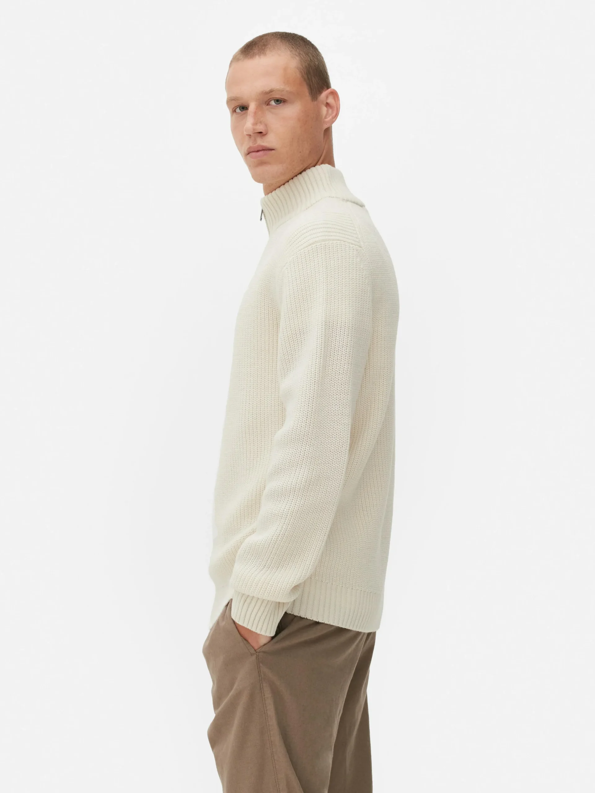 Rib-Knit Half-Zip Sweater|Primark Clearance
