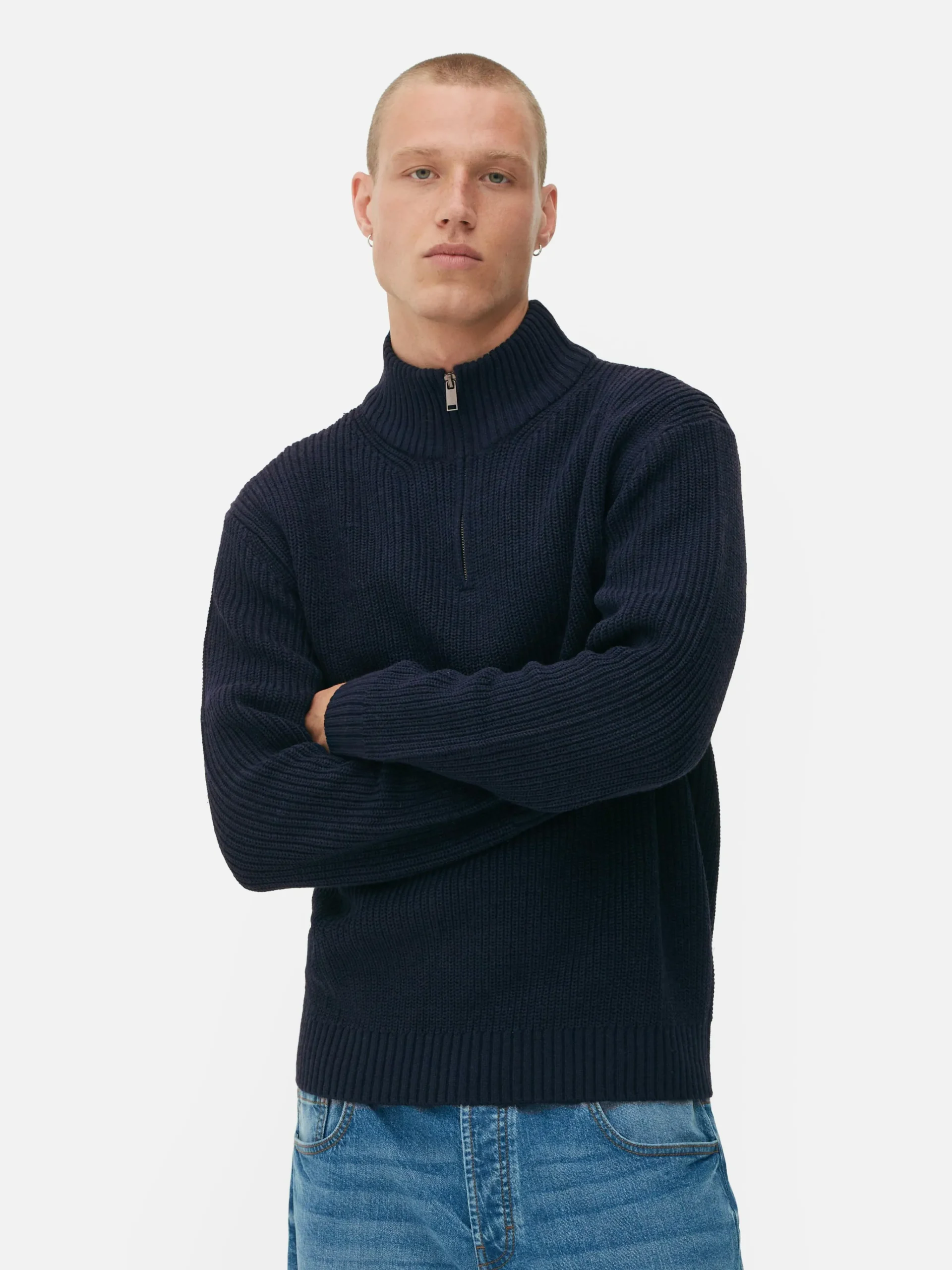 Rib-Knit Half-Zip Sweater|Primark