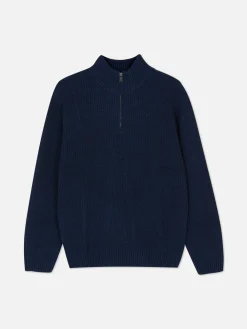 Rib-Knit Half-Zip Sweater|Primark