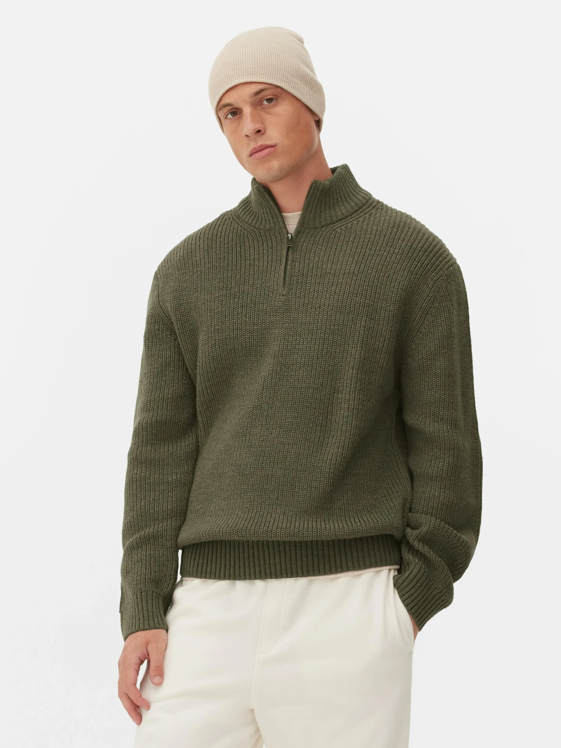 Rib-Knit Half-Zip Sweater|Primark