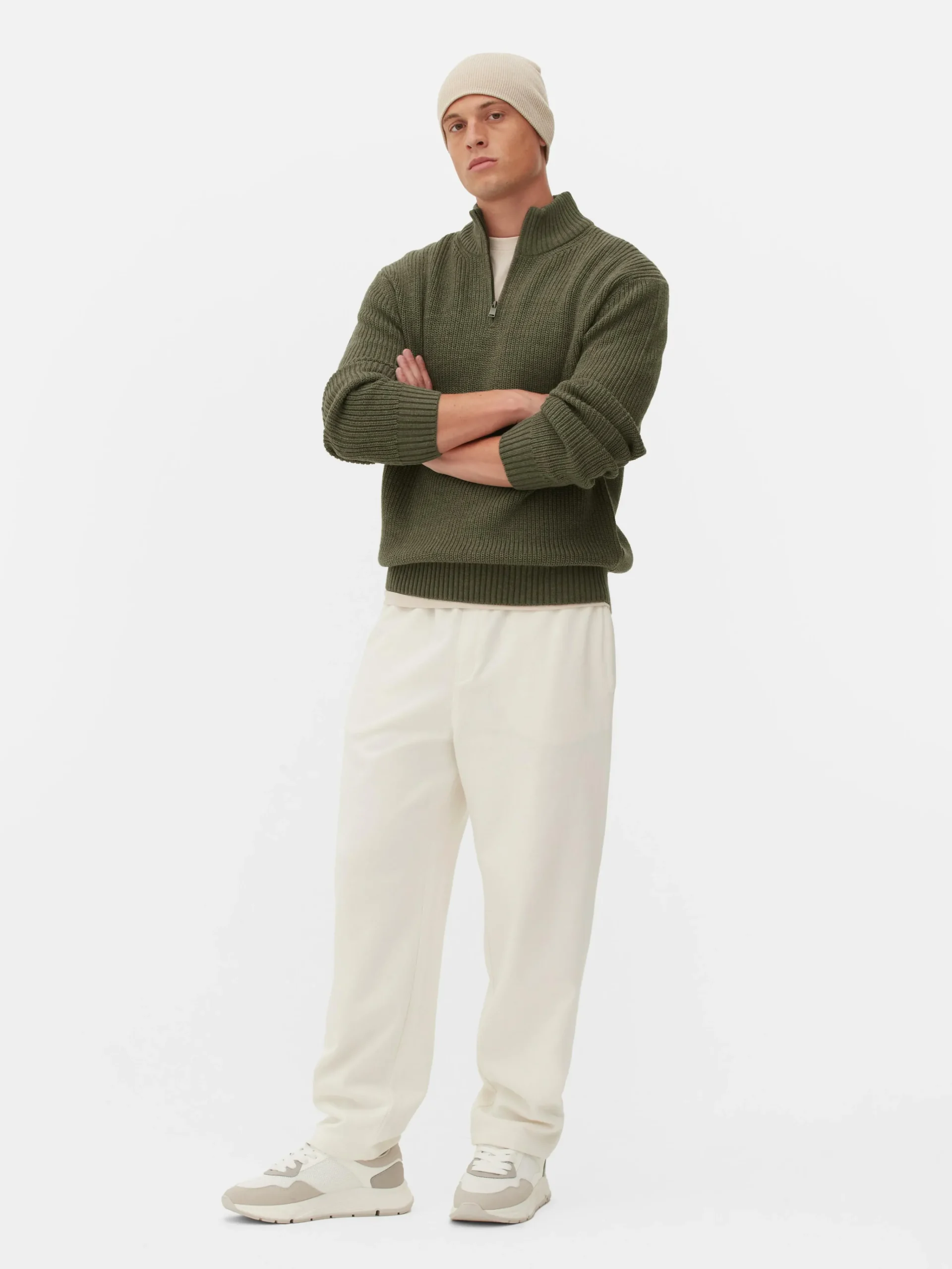 Rib-Knit Half-Zip Sweater|Primark