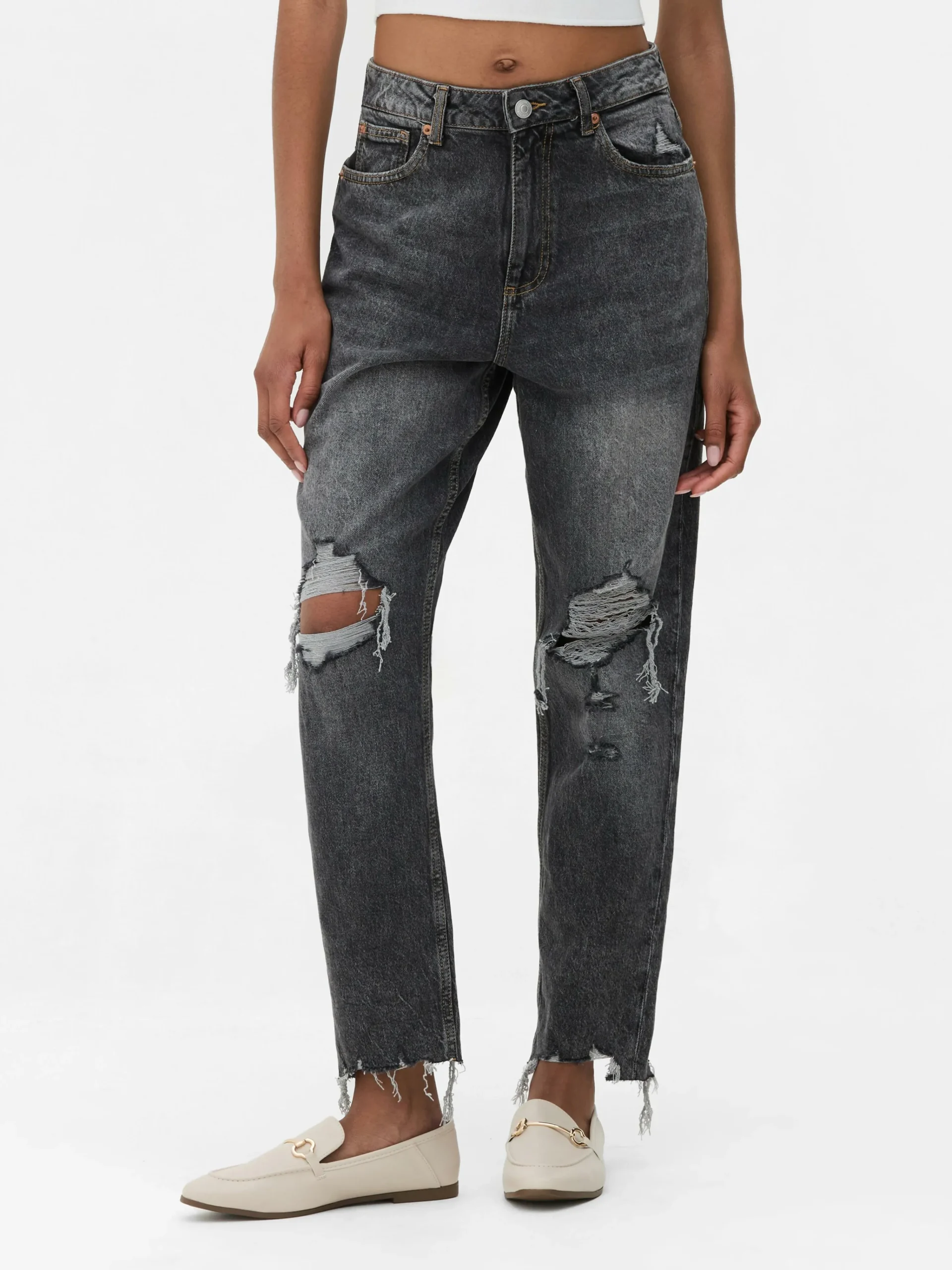 Ripped Denim Mom Jeans|Primark Sale