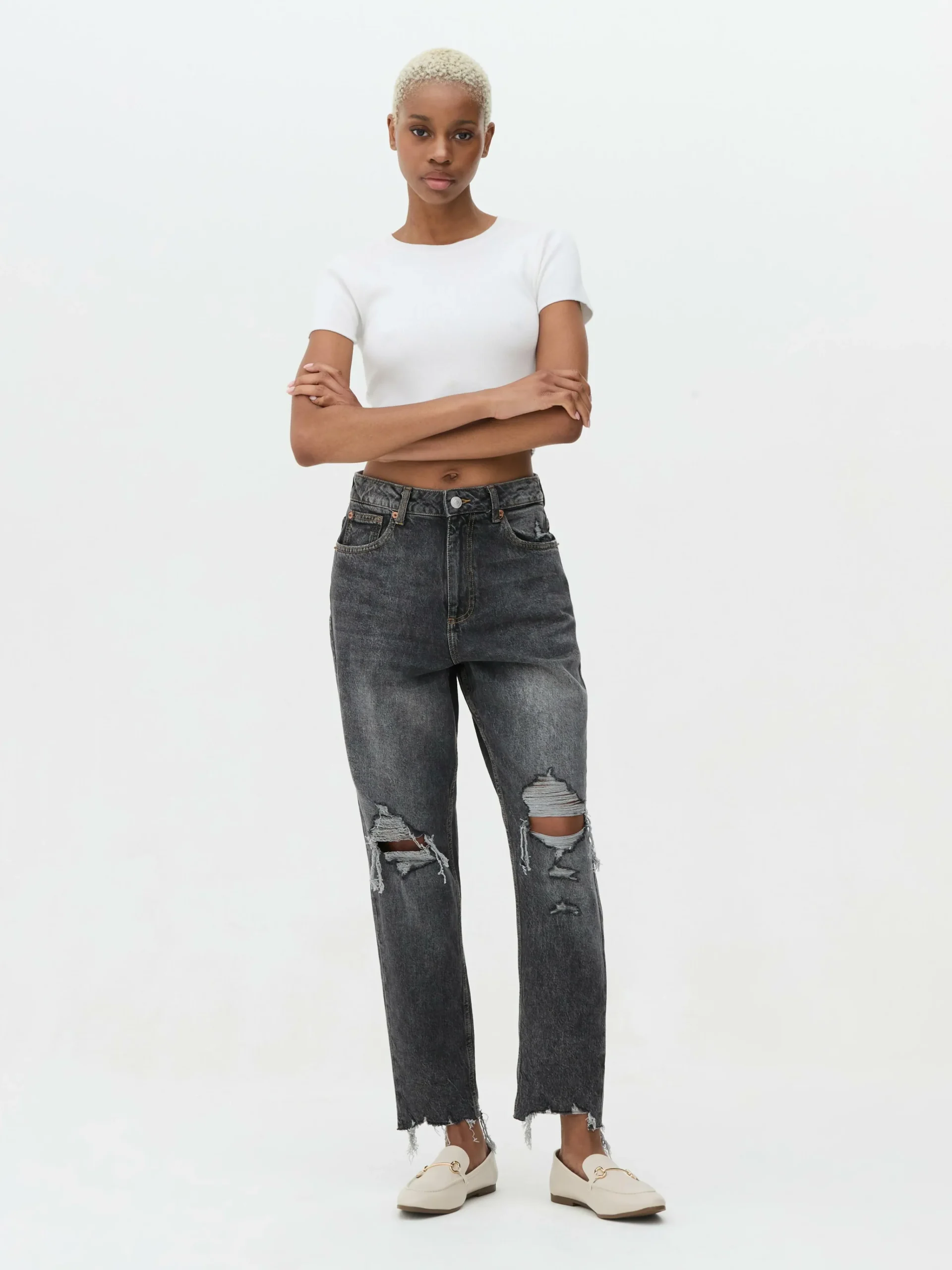 Ripped Denim Mom Jeans|Primark Sale