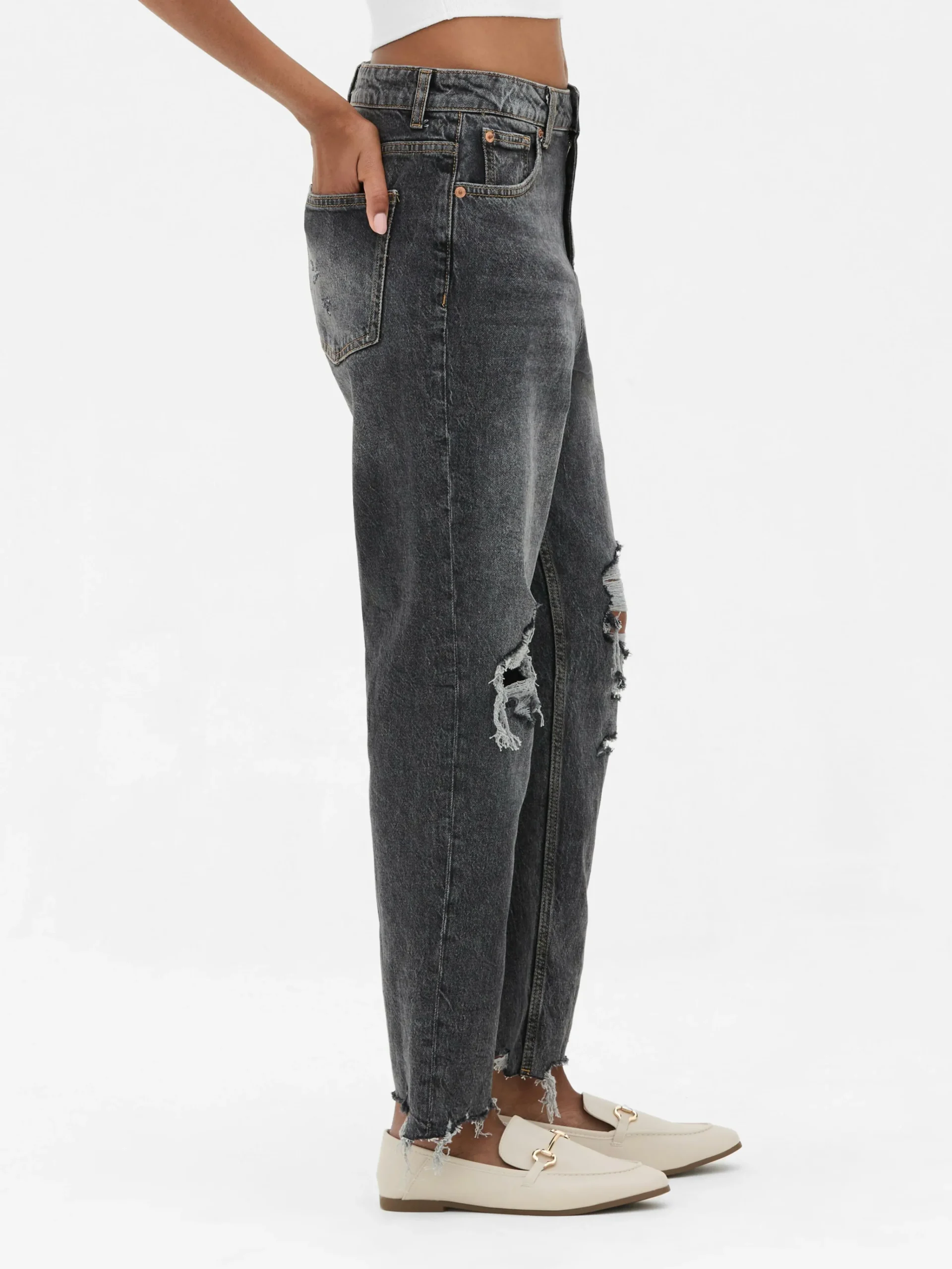 Ripped Denim Mom Jeans|Primark Sale