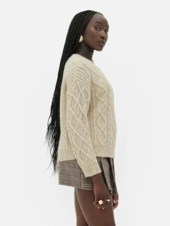 Rita Ora Buttoned Cable Knit Sweater|Primark Online