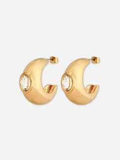Rita Ora Faux Gem Chunky Hoop Earrings|Primark Online