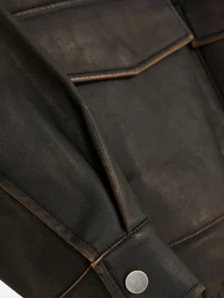 Rita Ora Faux Leather Distressed Bomber Jacket|Primark New