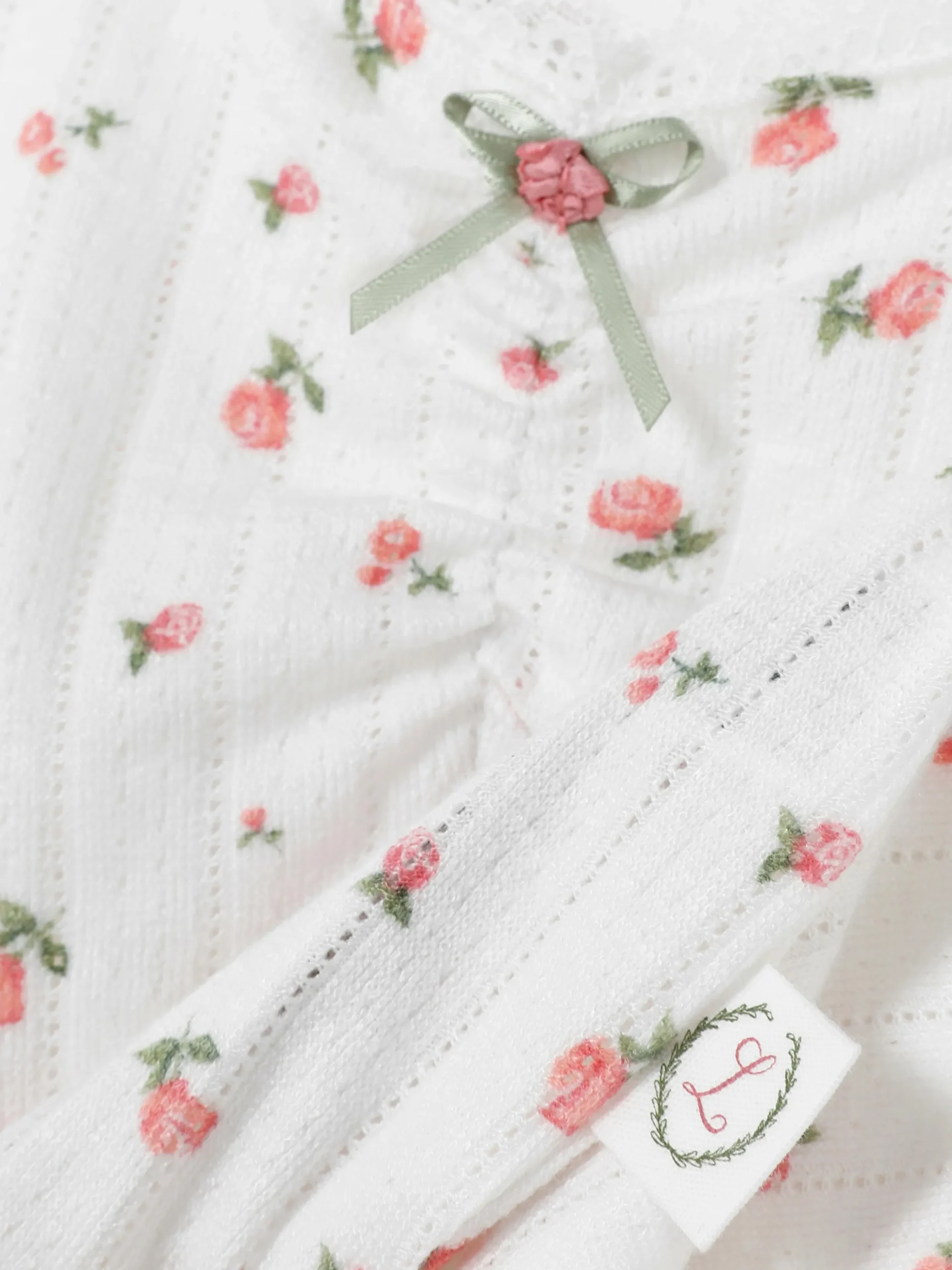 Rose Pointelle Long Sleeve Pajama Top|Primark Outlet