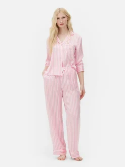 Satin Long Sleeve Pajamas|Primark Outlet