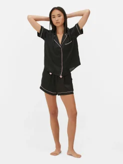 Satin Nightshirt And Shorts Pajama Set|Primark New