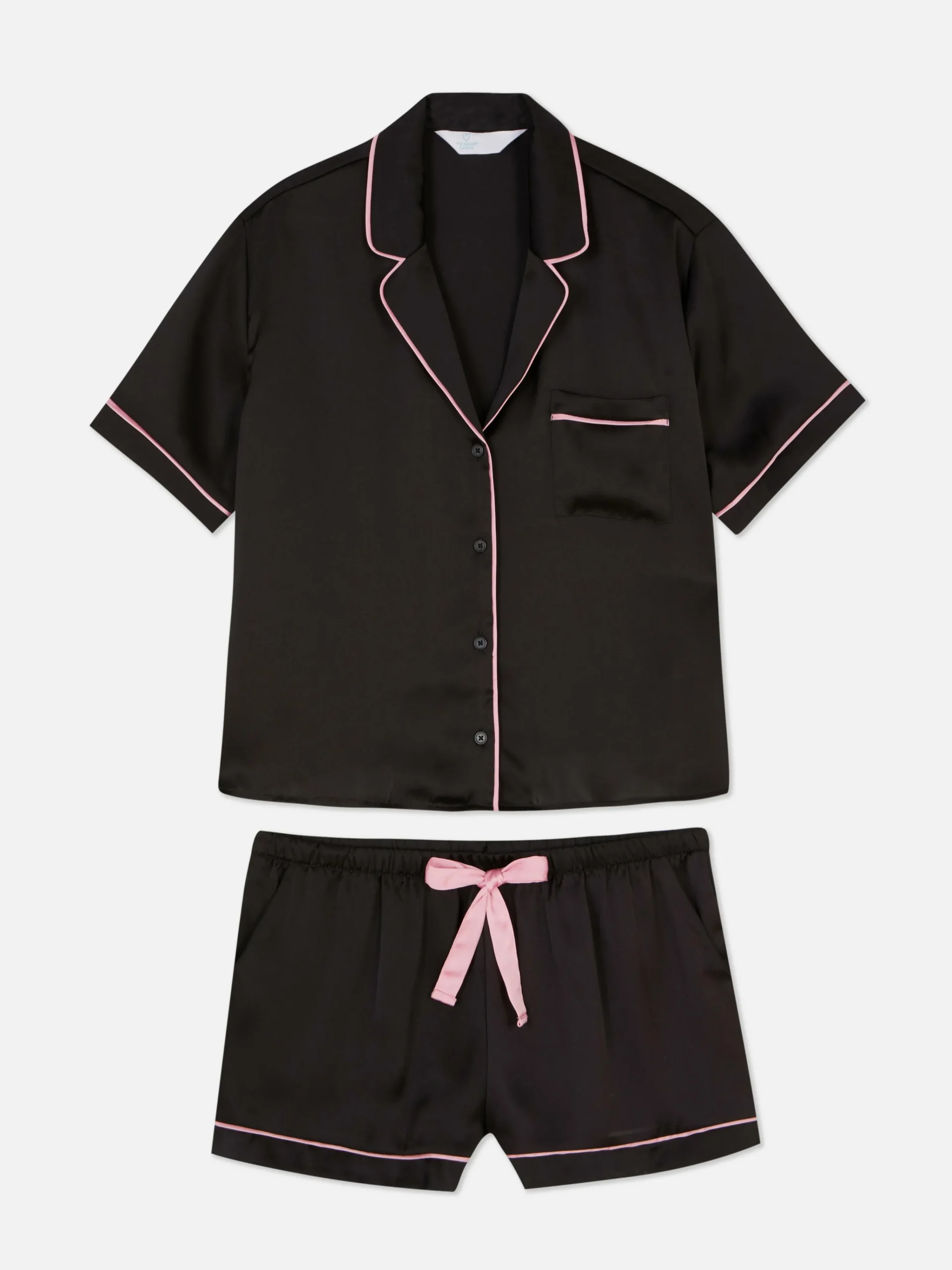 Satin Nightshirt And Shorts Pajama Set|Primark New