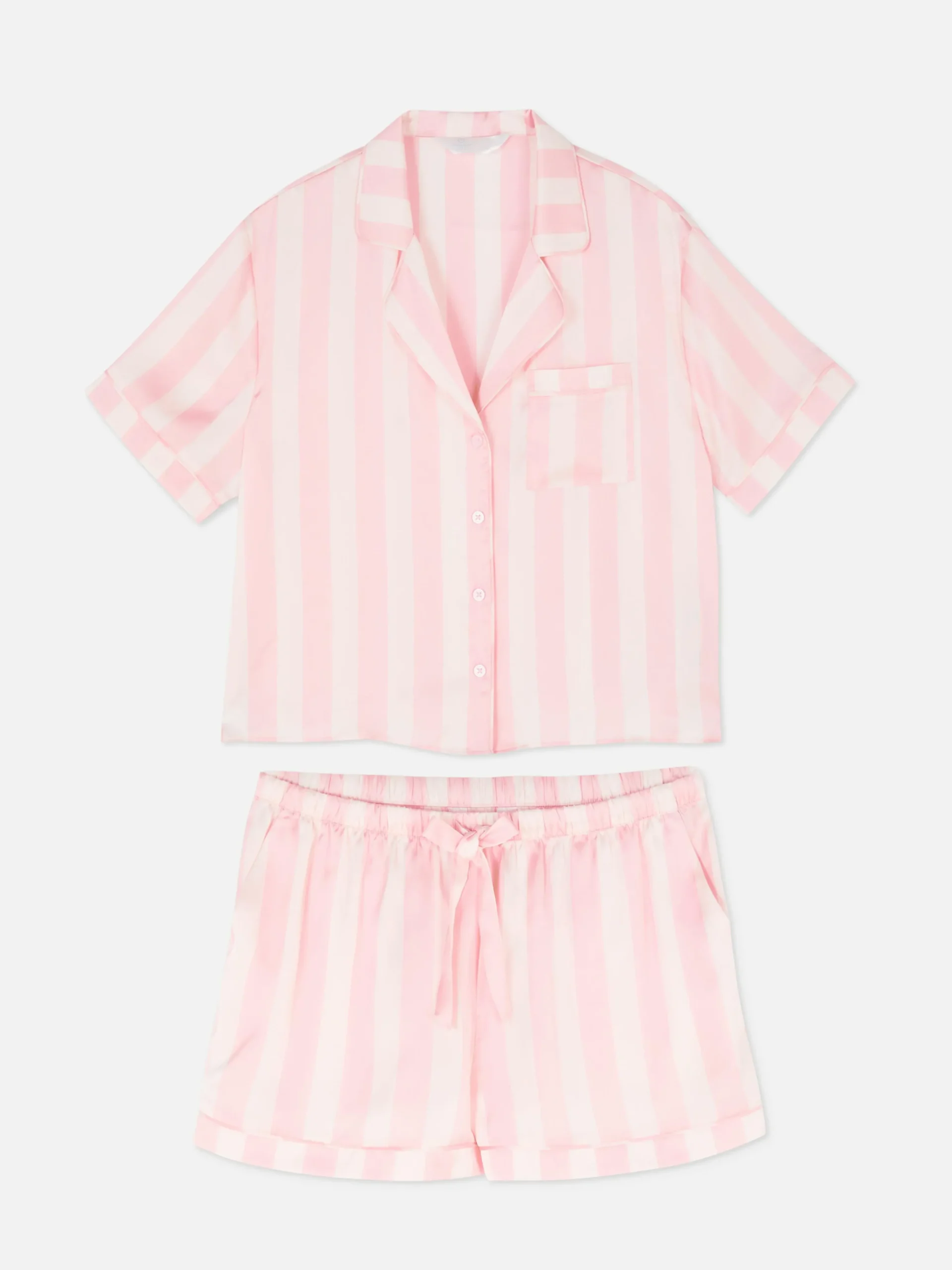 Satin Shirt & Shorts Pajama Set|Primark Clearance