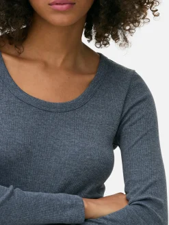 Scoop Neck Long Sleeve Top|Primark New