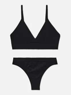 Seamless Triangle Bralette And Thong Set|Primark Discount