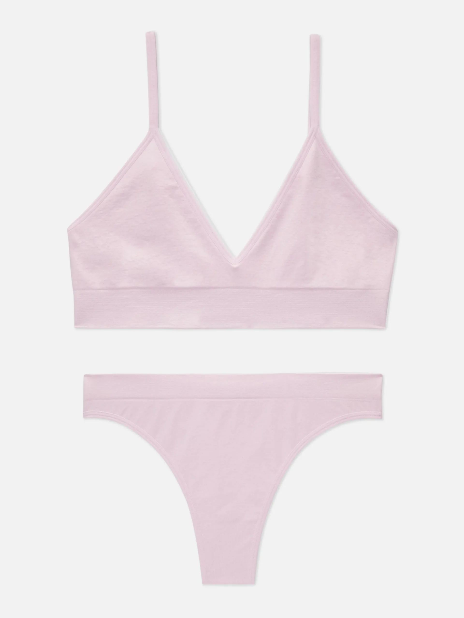 Seamless Triangle Bralette And Thong Set|Primark New