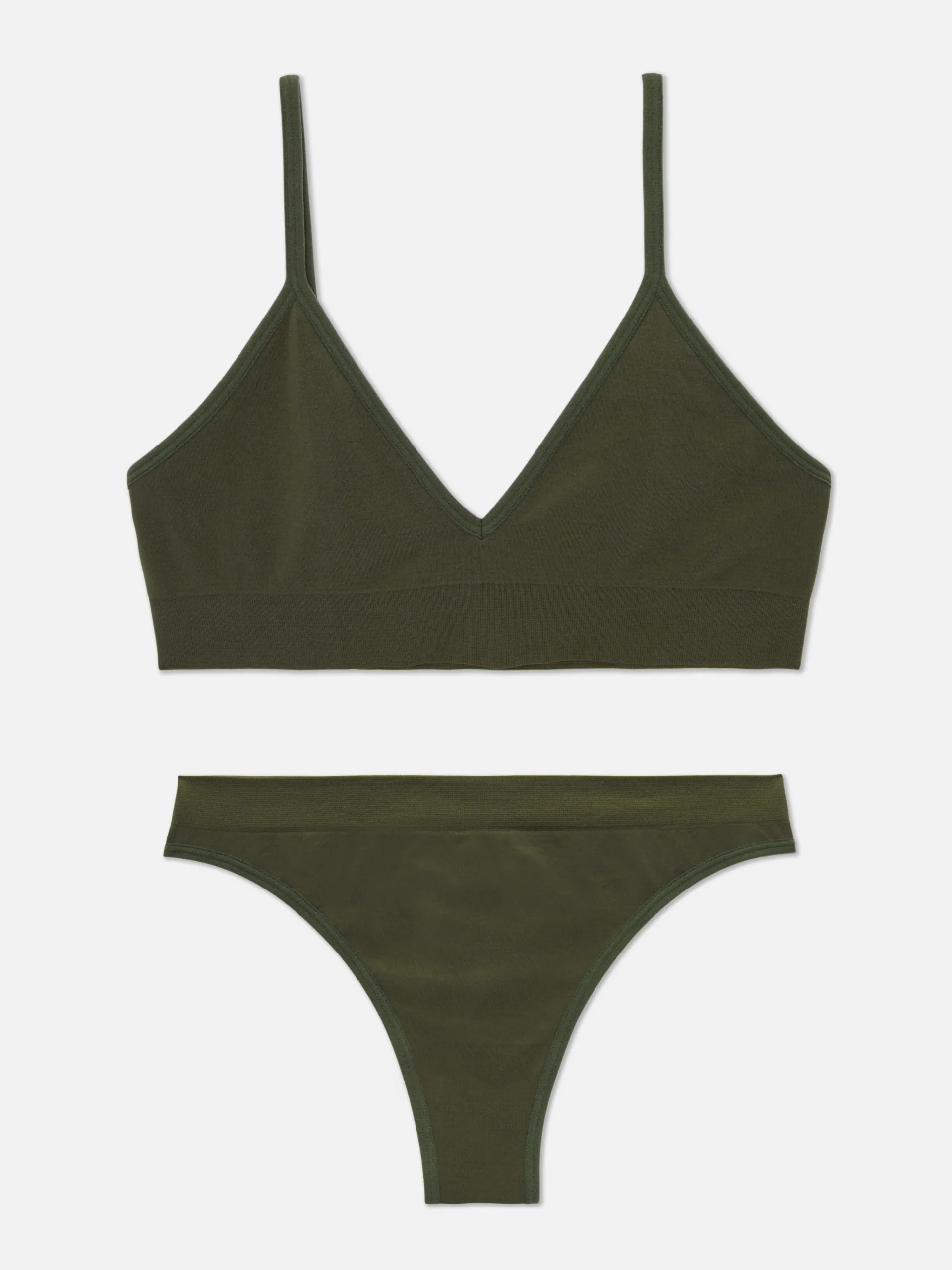 Seamless Triangle Bralette And Thong Set|Primark Hot