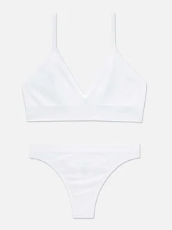 Seamless Triangle Bralette And Thong Set|Primark Outlet