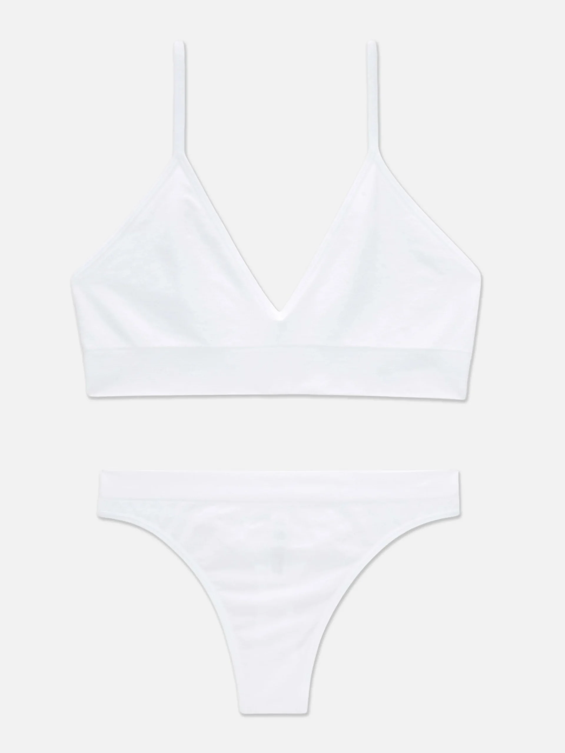 Seamless Triangle Bralette And Thong Set|Primark Outlet