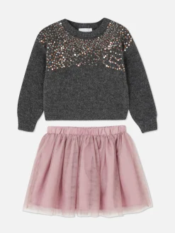 Sequin Jumper And Tulle Skirt Set|Primark Hot