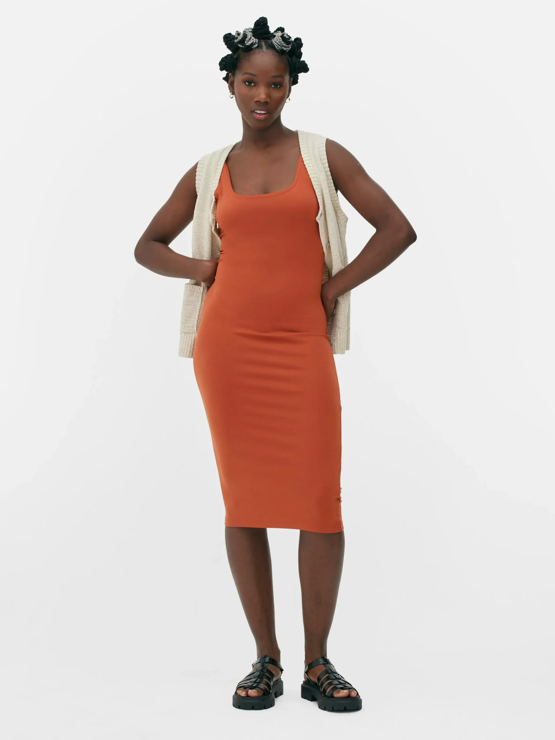 Sleeveless Jersey Midi Dress|Primark Hot